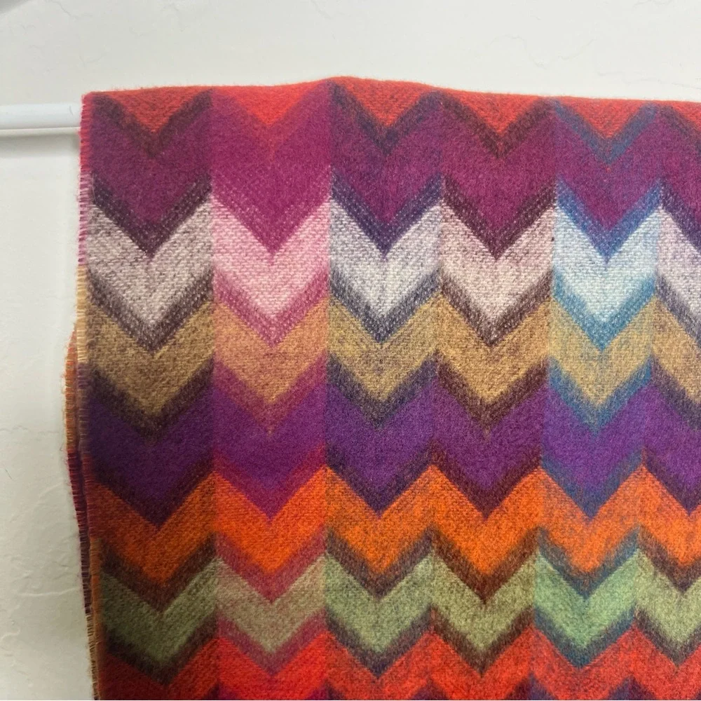 Dillard’s chevron print scarf, colorful, purple & orange